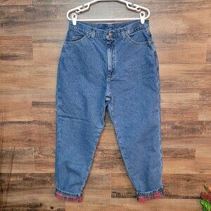 VTG LL Bean Jeans 16 P Plaid Flannel Lined Tapered Straight Leg High Rise